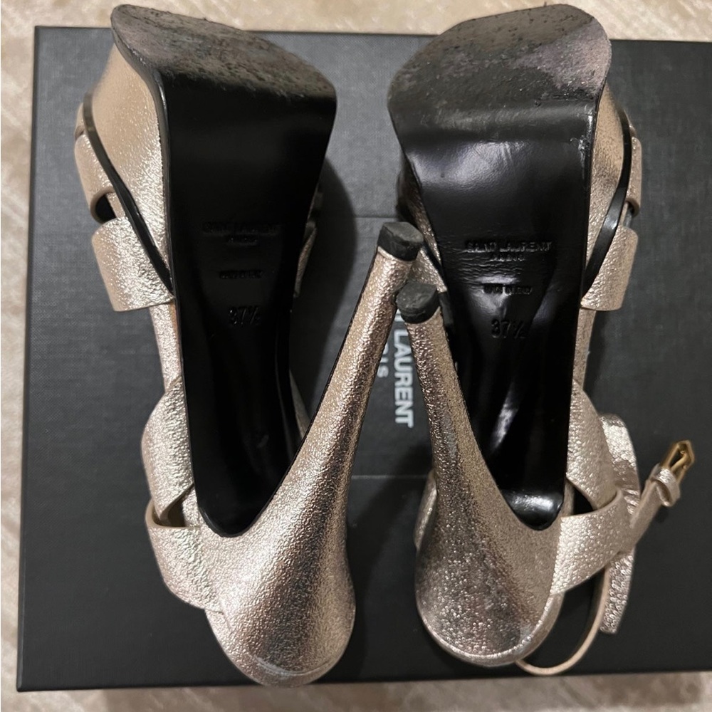 YSL Gold Tribute Leather Sandals👠💝 - Picture 8 of 10